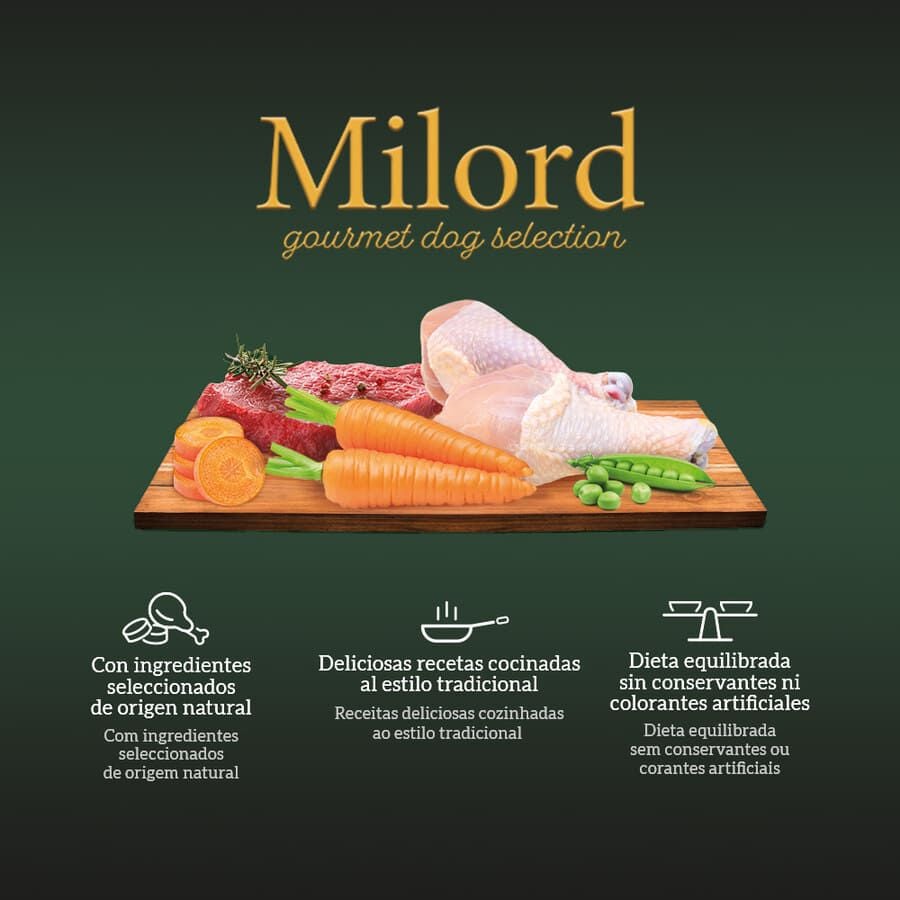 4 sobres x 100 g Milord Estilo Casero en Salsa Buey y Pollo Sobres para perros, , large indicador imagen numero 3